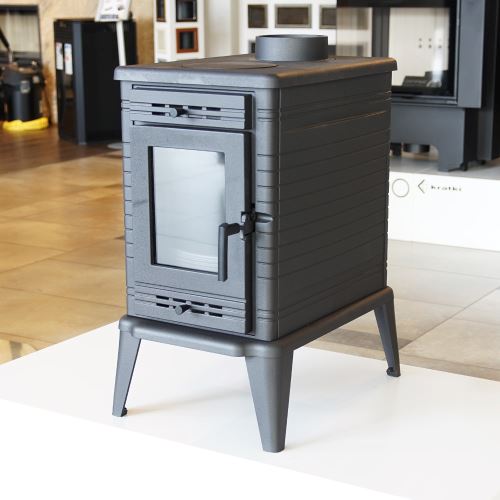 Litinová kamna na dřevo KRATKI K10, průměr 150, 10 kW s topnými deskami