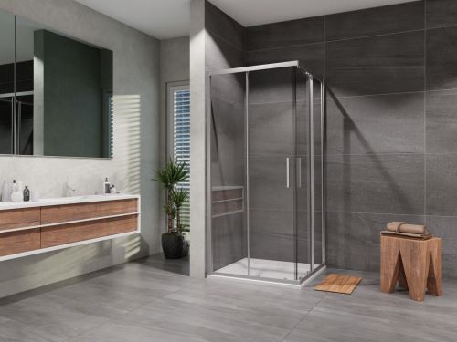 Lansanit Sprchový kout čtverec Vati 900x900, černá, čiré sklo, včetně vaničky