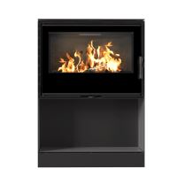 Ocelová kamna na dřevo KRATKI KARI 80, průměr 180, 12 kW integr. dřevník černá Thermotec