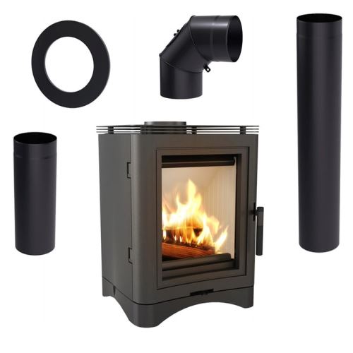 Litinová kamna na dřevo KRATKI K5 7 kW, průměr 150 + příslušenství