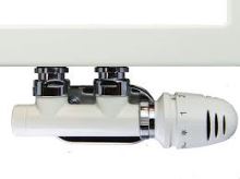 BÍLÝ ventilový set pro středové koupelnové radiátory, rohový HERZ S 3700 15 - CU 15