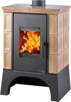 Kachlová kamna EBOLI AL II s výměníkem, vychlazovací smyčka – černá / tabak, výkon 4.0–12.