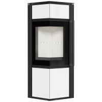 Ocelová kamna na dřevo KRATKI TORA/S 8 kW, průměr 150 bílý skleněný panel samozav. dv.