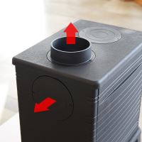 Litinová kamna na dřevo KRATKI K10, průměr 150, 10 kW s topnými deskami (5)