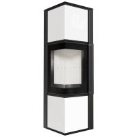 Ocelová kamna na dřevo KRATKI TORA/M 8 kW, průměr 150 bílý skleněný panel samozav. dv.
