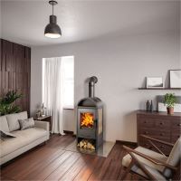 Krbová kamna VISTA – černá / dekor dřevo, výkon 3.0–6.3 kW (1)