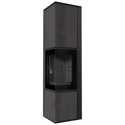 Ocelová kamna na dřevo KRATKI TORA/L 8 kW, průměr 150 křemenný sintr NATURALI PIETRA DI SA