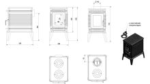 Litinová kamna na dřevo KRATKI K10, průměr 150, 10 kW s topnými deskami (2)