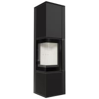 Ocelová kamna na dřevo KRATKI TORA/L 8 kW, průměr 150 křemenný sintr Nero Assoluto samozav