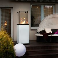 Ohřívač plynový volně stojící PATIO sklo/bílý – ruční ovládání, 8.2 kW,plyn-G30/37MBAR