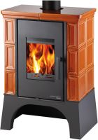 Kachlová kamna EBOLI AL II s výměníkem, vychlazovací smyčka – černá / karamel, výkon 4.0–1