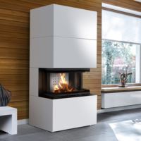 Modulární krb KRATKI NBC/EASY BOX 7 kW, průměr 160 ocelový plášť bílý Se zavíracími dvířky (1)