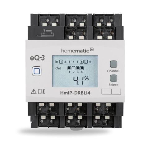 Homematic IP Žaluziový akční člen s LCD - na DIN lištu, 4 kanály - HmIP-DRBLI4