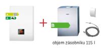 Sestava s kondenzačním kotlem WOLF FGB-28, výkon 4,8 - 28 kW + ohřívač vody, zásobník TUV (bojler) CSW-120 s obsahem 115 litrů