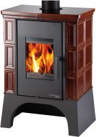 Kachlová kamna EBOLI AL II s výměníkem, vychlazovací smyčka – černá / hnědá, výkon 4.0–12.